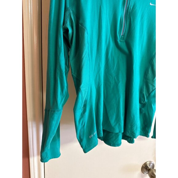 Nike Dri-Fit Womens Teal Long-Sleeve 1/4 Zip Pullover Athletic Top Size S - Picture 3 of 9